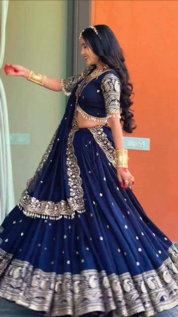 Tapi 240 Blue Georgette Lehenga choli manufacturer in Surat